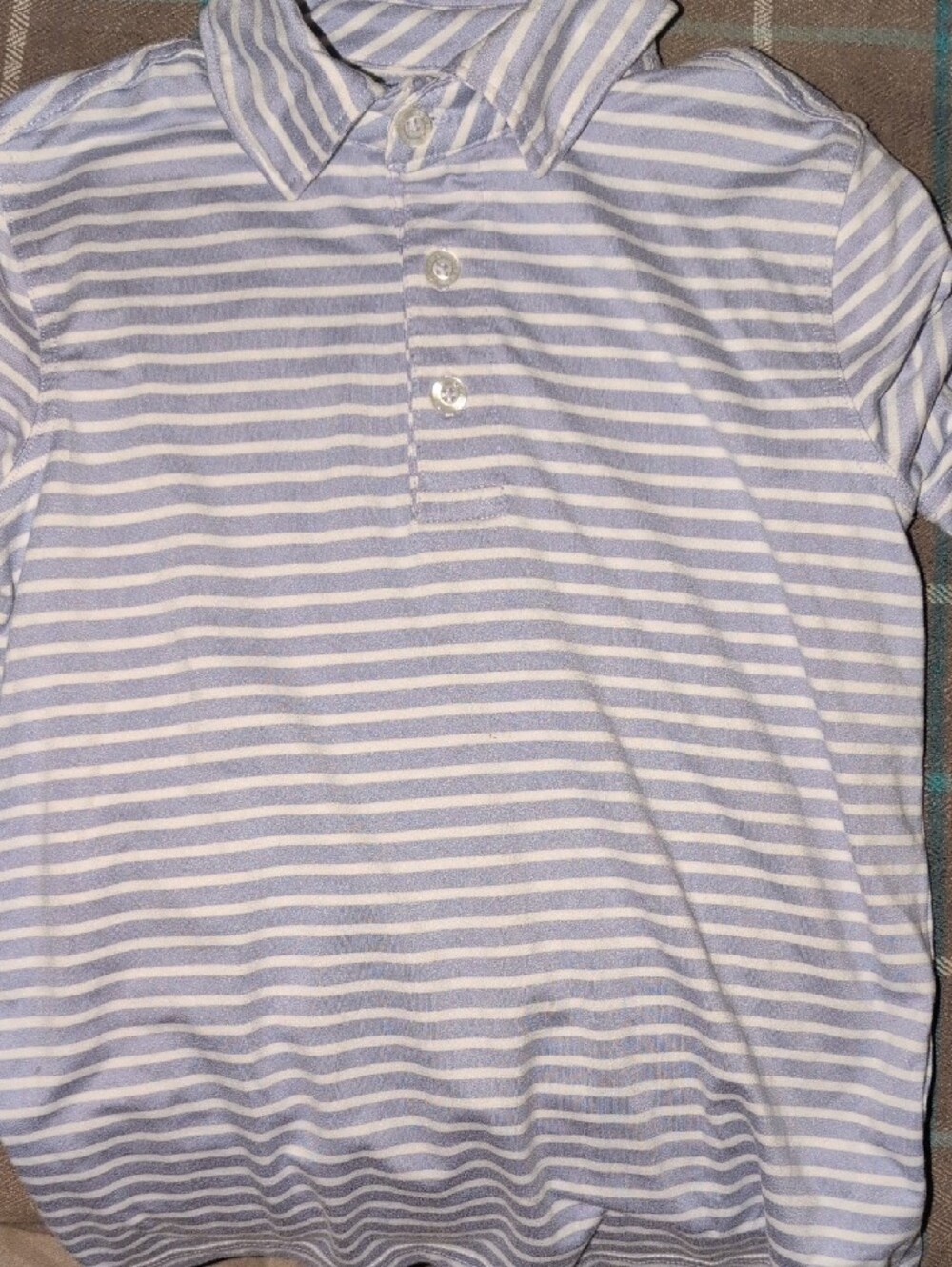 Tommy Bahama Boy Light Blue "Purplish" & White Striped Polo - Picture 3 of 3